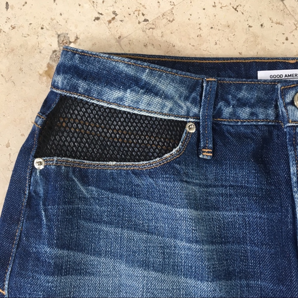 Good American Fishnet Denim Mini Skirt - Picture 6 of 7